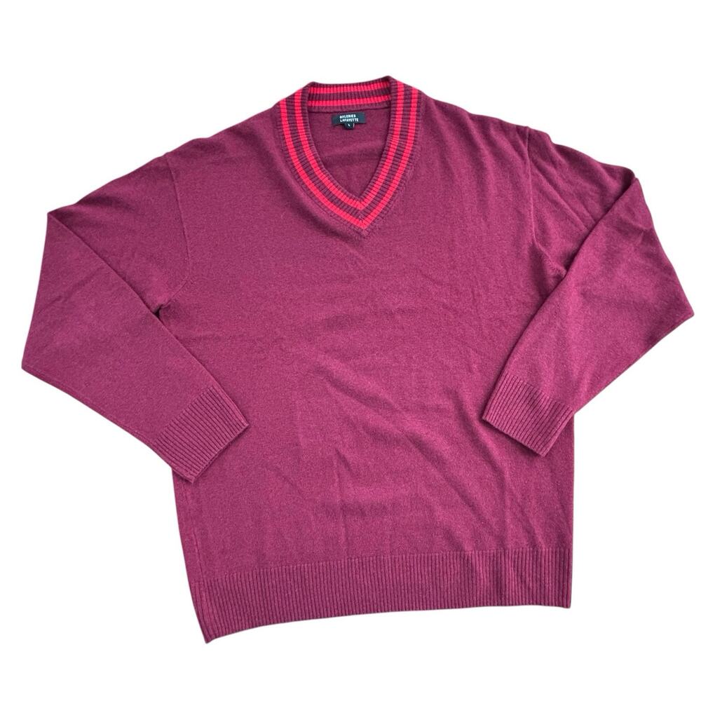 Galeries Lafayette Men’s Wool Hemp V-Neck Pullover Sweater Unisex Paris Size L
